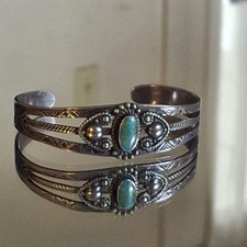 Early Old Vintage Maisels Fred Harvey Era Sterling Silver Turquoise Bracelet - Additional view 2