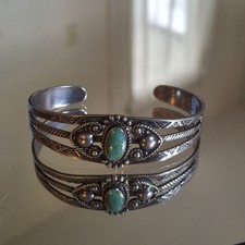 Early Old Vintage Maisels Fred Harvey Era Sterling Silver Turquoise Bracelet - Additional view 6