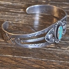 Early Old Vintage Maisels Fred Harvey Era Sterling Silver Turquoise Bracelet - Additional view 9