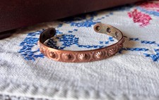 Vtg Fred Harvey Era Navajo Copper Stamped Cuff Bracelet