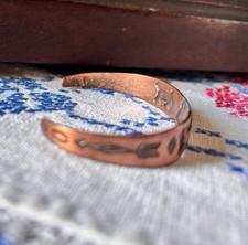 Vtg Fred Harvey Era Navajo Copper Stamped Cuff Bracelet - Additional view 1