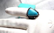 Vintage Old Pawn FRED HARVEY ERA Blue Turquoise Navajo Sterling 925 Size 5 Ring - Additional view 2