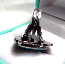 Vintage Old Pawn FRED HARVEY ERA Blue Turquoise Navajo Sterling 925 Size 5 Ring - Additional view 3