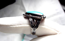 Vintage Old Pawn FRED HARVEY ERA Blue Turquoise Navajo Sterling 925 Size 5 Ring - Additional view 8