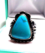 Vintage Old Pawn FRED HARVEY ERA Blue Turquoise Navajo Sterling 925 Size 5 Ring - Additional view 9