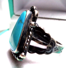 Vintage Old Pawn FRED HARVEY ERA Blue Turquoise Navajo Sterling 925 Size 5 Ring - Additional view 10
