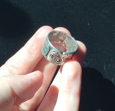 Antique Navajo Sterling Ring Fred Harvey Style, Size 7 Exc. Crafting Detail! - Additional view 3