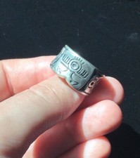 Antique Navajo Sterling Ring Fred Harvey Style, Size 7 Exc. Crafting Detail! - Additional view 4