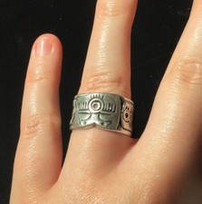 Antique Navajo Sterling Ring Fred Harvey Style, Size 7 Exc. Crafting Detail!