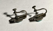 VTG FRED HARVEY ERA NAVAJO STERLING & TURQUOISE THUNDERBIRD EARRINGS Screw Back - Additional view 3