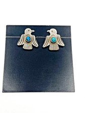 VTG Fred Harvey Era Silver Thunderbird Earrings Turquoise Posts Native American - Additional view 12