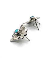 VTG Fred Harvey Era Silver Thunderbird Earrings Turquoise Posts Native American - Additional view 5