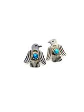 VTG Fred Harvey Era Silver Thunderbird Earrings Turquoise Posts Native American