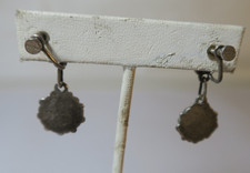 VINTAGE FRED HARVEY ERA STERLING AND TURQOISE DOT FLORAL DANGLE EARRINGS - Additional view 2