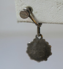 VINTAGE FRED HARVEY ERA STERLING AND TURQOISE DOT FLORAL DANGLE EARRINGS - Additional view 3