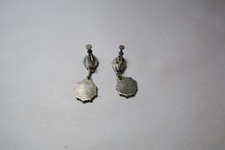 VINTAGE FRED HARVEY ERA STERLING AND TURQOISE DOT FLORAL DANGLE EARRINGS - Additional view 4