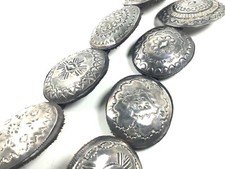 Fred Harvey Era Sterling Silver Hand Stamped Concho Belt w/ Leather, 30.5”—33.5” - Additional view 3
