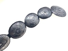 Fred Harvey Era Sterling Silver Hand Stamped Concho Belt w/ Leather, 30.5”—33.5” - Additional view 4