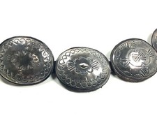 Fred Harvey Era Sterling Silver Hand Stamped Concho Belt w/ Leather, 30.5”—33.5” - Additional view 6
