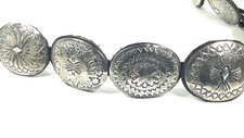 Fred Harvey Era Sterling Silver Hand Stamped Concho Belt w/ Leather, 30.5”—33.5” - Additional view 8