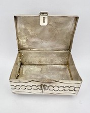 FRED HARVEY NAVAJO KINGMAN TURQUOISE STERLING SILVER STAMPED BOX 3 1/8