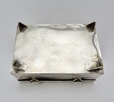 FRED HARVEY NAVAJO KINGMAN TURQUOISE STERLING SILVER STAMPED BOX 3 1/8