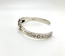 Fred Harvey Era Sterling Silver Stamped Turquoise Cuff Bracelet 6.5