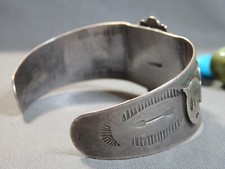 Fred Harvey Era NATIVE AMERICAN Natural TURQUOISE Sterling Silver SNAKE Bracelet - Additional view 8