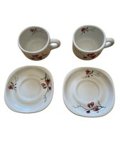 Trend Syracuse China Berkeley Pattern Fred Harvey Railroad 2 Cups and 2 Saucers