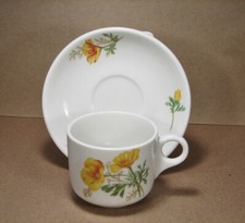 Cup and Saucer Railroad China Set California Poppy Fred Harvey Santa Fe Railway - Additional view 1