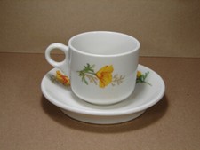 Cup and Saucer Railroad China Set California Poppy Fred Harvey Santa Fe Railway - Additional view 2