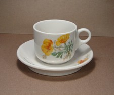 Cup and Saucer Railroad China Set California Poppy Fred Harvey Santa Fe Railway