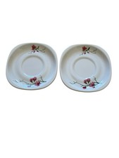 Trend Syracuse China Berkeley Pattern Fred Harvey Railroad - 2 Saucers 5”