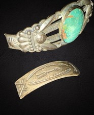 REPAIR VTG Fred Harvey Sterling Silver Turquoise Cuff Bracelet - Additional view 2