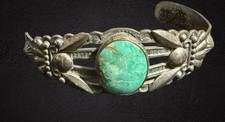 REPAIR VTG Fred Harvey Sterling Silver Turquoise Cuff Bracelet - Additional view 5