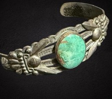 REPAIR VTG Fred Harvey Sterling Silver Turquoise Cuff Bracelet