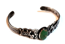 Fred Harvey Era NAVAJO Natural TURQUOISE Sterling Silver DOG HORSE Cuff Bracelet - Additional view 2