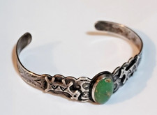 Fred Harvey Era NAVAJO Natural TURQUOISE Sterling Silver DOG HORSE Cuff Bracelet - Additional view 5
