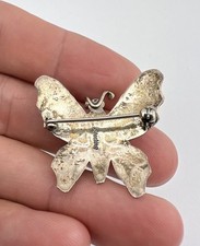 Vtg Fred Harvey Era Navajo Sterling Silver Turquoise Stamped Butterfly Pin 1.25