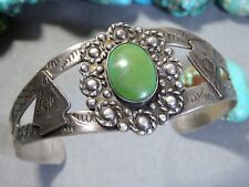 Fred Harvey Era NAVAJO Naturl CERRILLOS TURQUOISE Sterling Silver SNAKE Bracelet