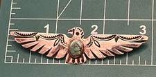 Early Native American Sterling Silver Fred Harvey Turquoise Thunderbird Pin 3” - Additional view 12