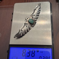 Early Native American Sterling Silver Fred Harvey Turquoise Thunderbird Pin 3” - Additional view 13
