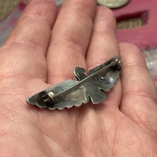 Early Native American Sterling Silver Fred Harvey Turquoise Thunderbird Pin 3” - Additional view 8