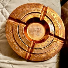 Fred Harvey Stamped Copper Ashtrays (3) Navajo Thunderbird Bear Claw Arrow Set 3 - Additional view 1