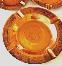 Fred Harvey Stamped Copper Ashtrays (3) Navajo Thunderbird Bear Claw Arrow Set 3 - Additional view 4