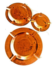 Fred Harvey Stamped Copper Ashtrays (3) Navajo Thunderbird Bear Claw Arrow Set 3 - Additional view 7