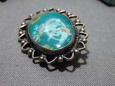 NAVAJO Fred Harvey Era HACHITA TURQUOISE Sterling Silver Working PIN 👋😍 - Additional view 2