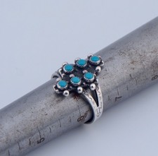 Vintage Sterling Silver Southwestern Fred Harvey Era Turquoise Ring Sz 7 - Additional view 4