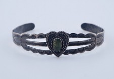 Sterling Silver Arrow Company Fred Harvey Era Heart Turquoise Cuff Bracelet - Additional view 2