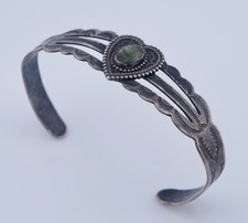Sterling Silver Arrow Company Fred Harvey Era Heart Turquoise Cuff Bracelet